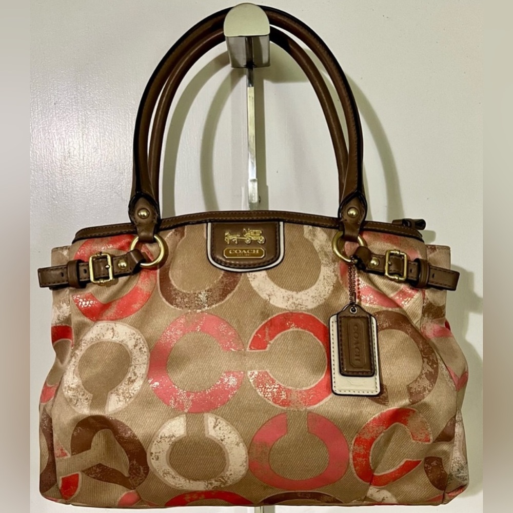 Coach Madison Signature Pink Op Art Carryall Satchel/Handbag - Picture 2 of 9